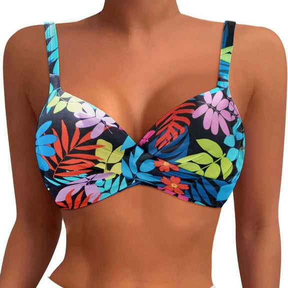 Women's Underwire Push Up Bikini Top with Padded Swimsuit Bra Stylish Bathing Suit Tanks for Summer Beach