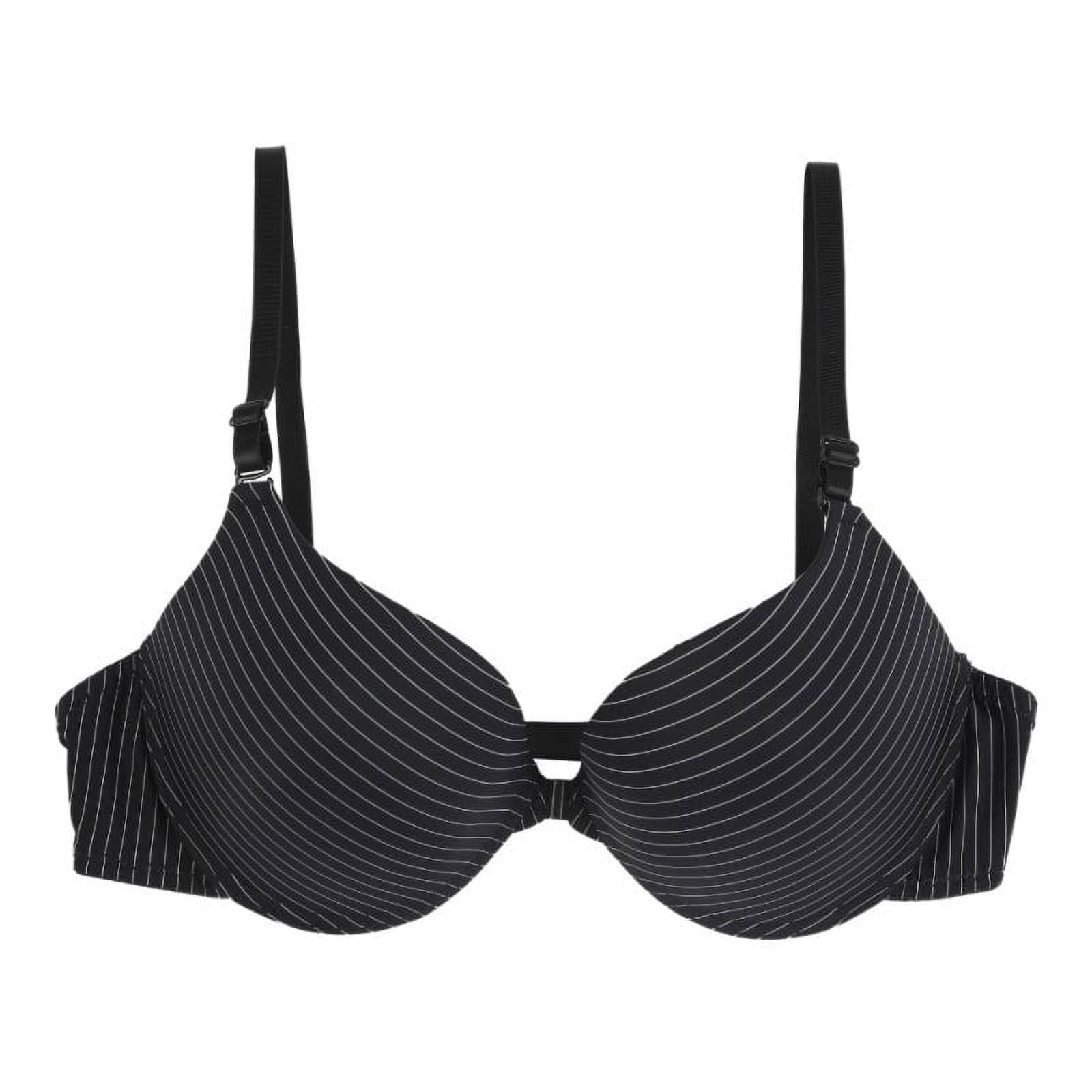 Women's Underwire Push Up Bra Stripe Seamless Sexy Small Chest Bra Front  Closure