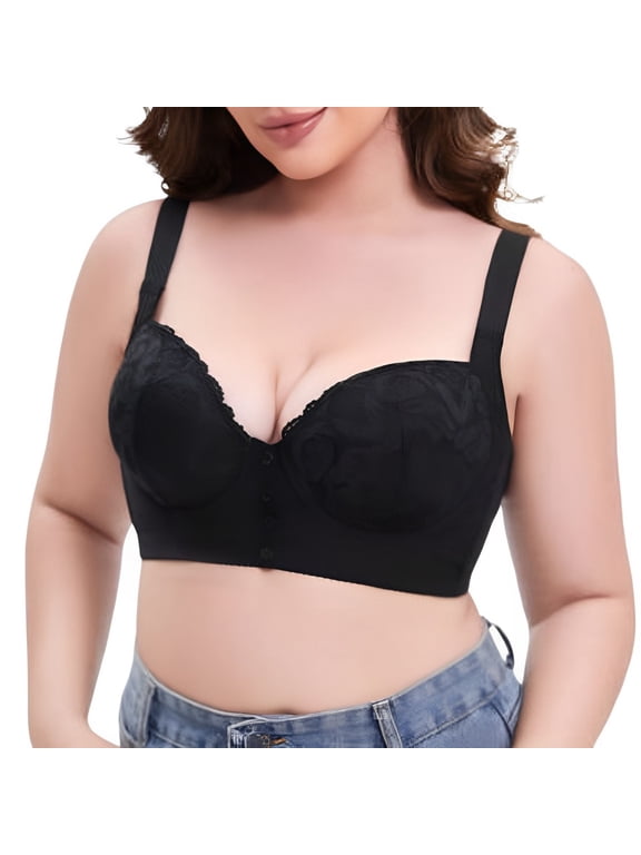 Big & Tall Underwire Smooth U Light T Shirt Convertible Bra, Black