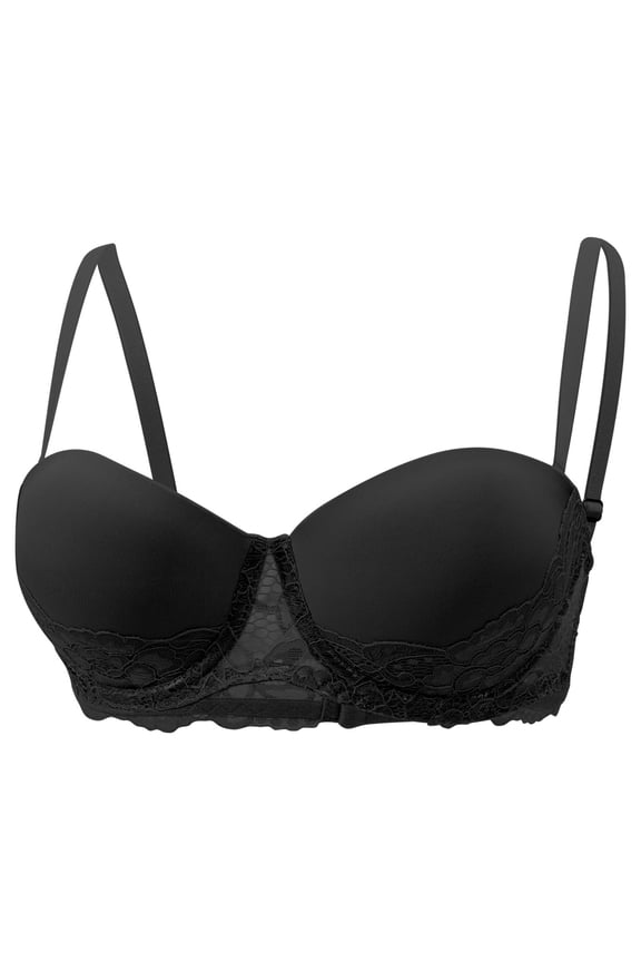 Women's Underwire Soft Lace Bras, Push up Seamless Low Cut Bralettes, Comfortable Adjustable Everyday Lingerie