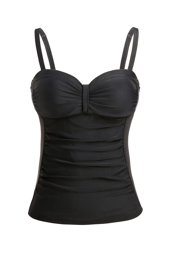 Women's Underwire Tankini Top Only Tummy Control Swimsuit Top Push Up Bathing Suit Top No Bottom, Large