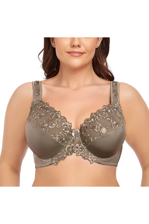 Women's Underwire Unlined Bra Minimizers Non-Padded Full Coverage Lace Plus Size 44DDD