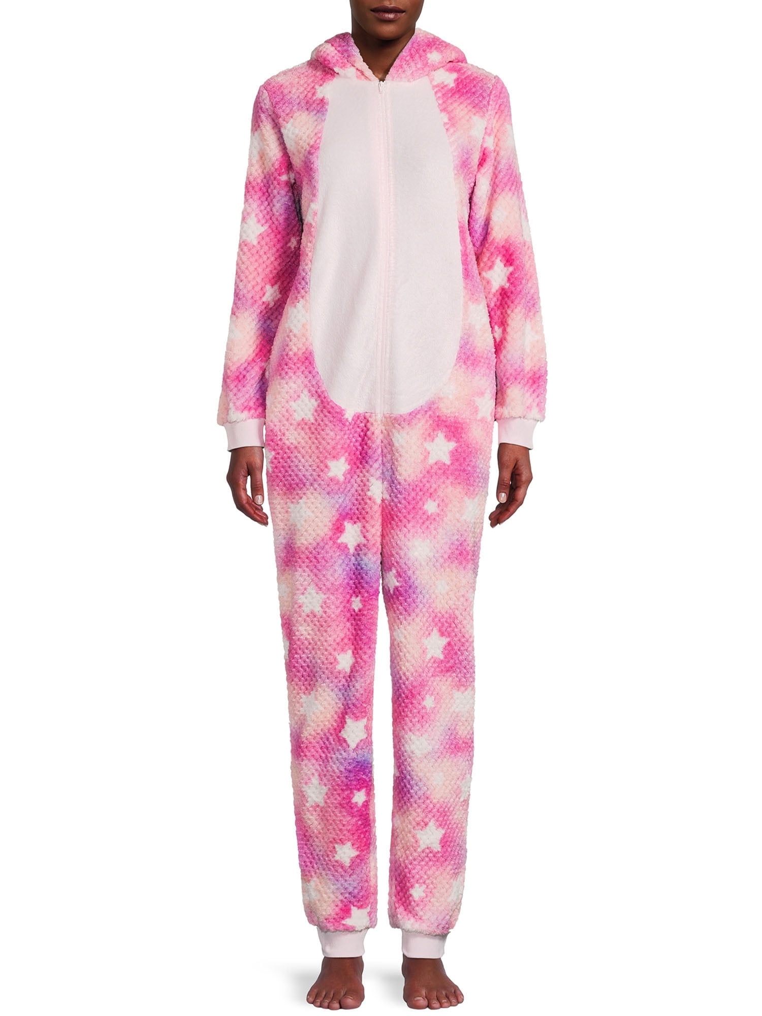 Women s Unicorn Union Suit Pajamas. With a hooded design and character detailing this women s union suit features a zip front for a secure and relaxing fit. Simply magical Walmart
