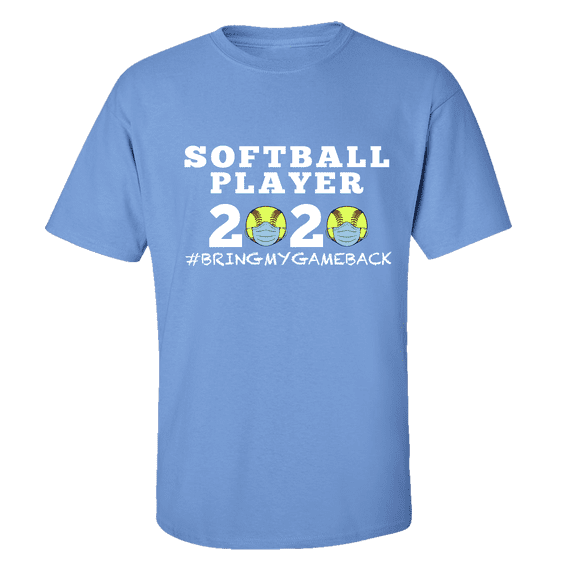 Women's Unisex Adult Softball Player 2020 Bring My Game Back Short Sleeve T-shirt-Carolina-large