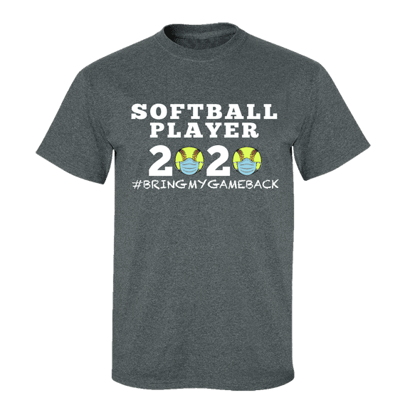Women's Unisex Adult Softball Player 2020 Bring My Game Back Short Sleeve T-shirt-Heather Grey-xxl