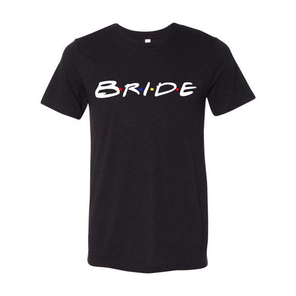 Women's Unisex Friends Inspired Bride Wedding Party Short Sleeve T-shirt-Black Triblend-Small