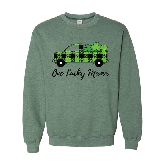 Women's Unisex One Lucky Mama St. Patrick's Day Sweatshirt-Heather Green-xl