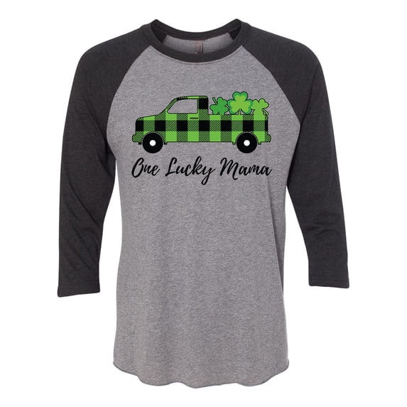 Women's Unisex One Lucky Mama St. Patricks Day Baseball Tee-Vintage Black/Premium Heather-medium