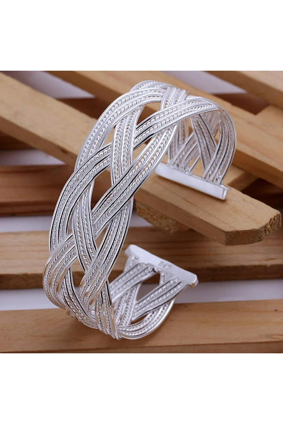 Women's Unisex Sterling Silver P Bracelet Bangle 1 Inch Wide Adjustable Size L53