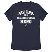 Women's United States Air Force My Bro Is a Hero  Graphic Tee Navy Blue Small