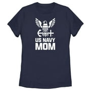 Women's United States Navy Official Eagle Logo Mom  Graphic Tee Navy Blue Small