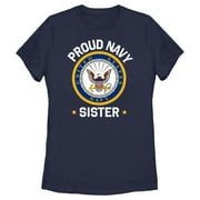 Women's United States Navy Proud Sister Logo  Graphic Tee Navy Blue Large