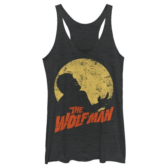 Women's Universal Monsters Distressed Silhouette  Racerback Tank Top Black Heather X Large
