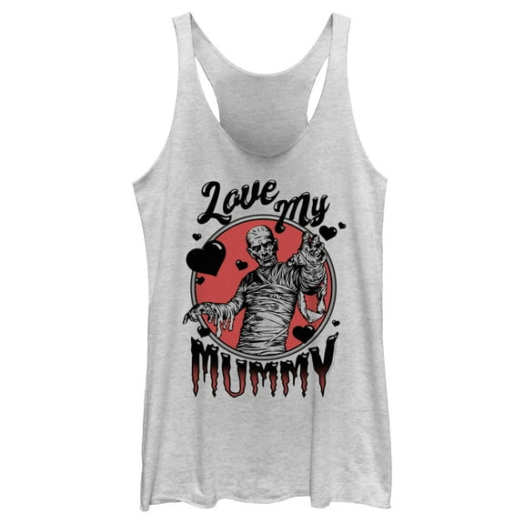 Women's Universal Monsters Mother's Day Love My Mummy Racerback Tank Top White Heather Medium