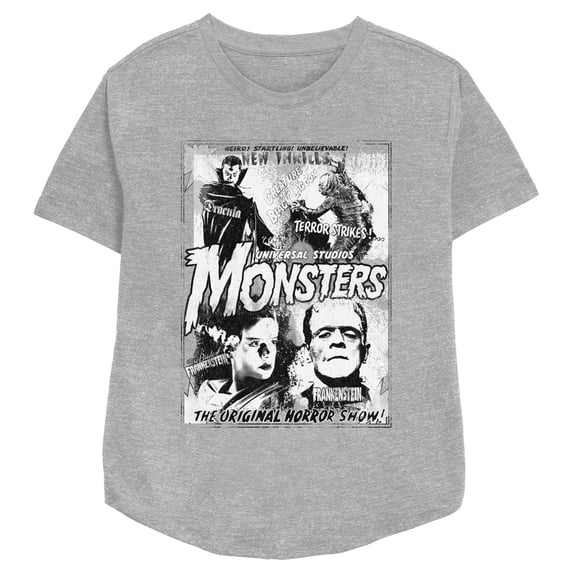 Women's Universal Monsters Original Monster Flicks Graphic Tee Athletic Heather Medium