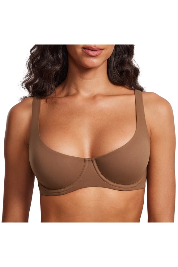Women's Unlined Balconette Bra Underwire Supportive Plus Size Bras