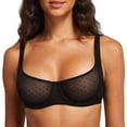 thumbnail image 1 of Women's Unlined Balconette Mesh Bra Sheer See Through Underwire Bras Plus Size, 1 of 6