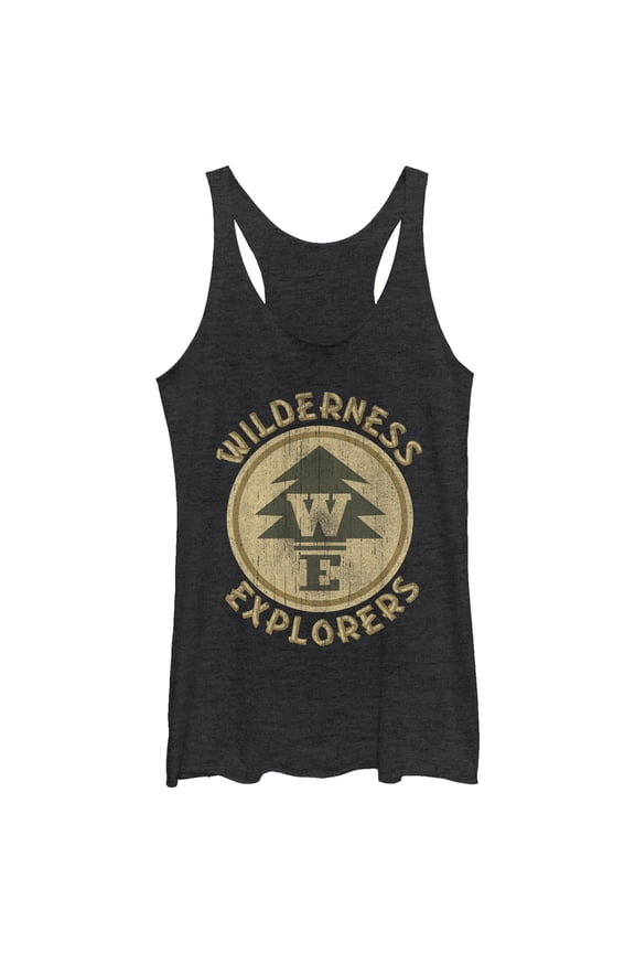 Women's Up Wilderness Explorer Badge  Racerback Tank Top Black Heather Medium