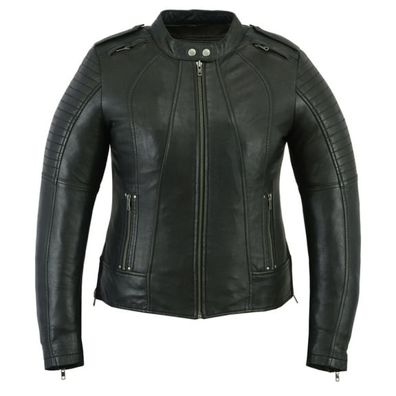 Daniel Smart Women’s Motorcycle Leather Jacket – Soft Naked Lambskin Leather Jacket with Mesh Inner Liner