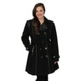 thumbnail image 1 of Women's Updated Fashion Double Breasted Pea Coat With Faux Leather Trim, 1 of 4