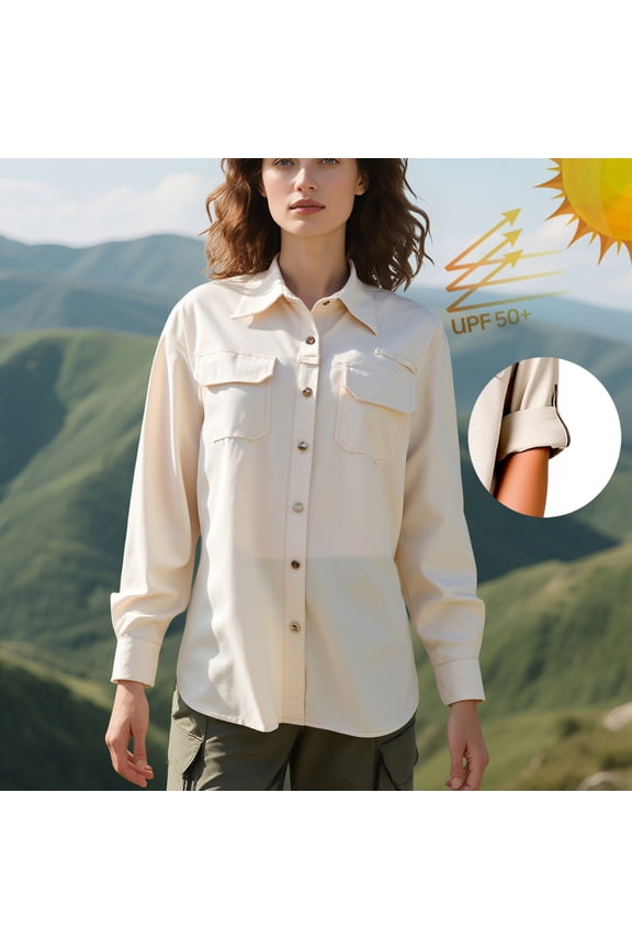 Women's Upf 50 Long Sleeve Sun Protection Shirt Outdoor Fast Dry Fishing Hiking Travel Top Blouse Tunic for Casual Daily Wear Beach Vacation Streetwear Fashion Essential Gift
