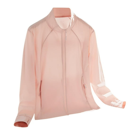 Women's Upf 50+ Sun Protection Jacket Front Zipper Upf 50+ Long Sleeve Blouses Rash Guard Trends Lightweight Tee Shirts Fishing Hiking Swim Cover Up for Women