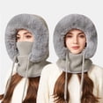 thumbnail image 1 of Women’s Upgraded 3-in-1 Knitted Balaclava with Thickened Collar - Drawstring Hat Scarf Mask Set, Fleece-Lined Warm Windproof Winter Headwear, Luxurious Soft Design for Cold Weather, I, 1 of 9