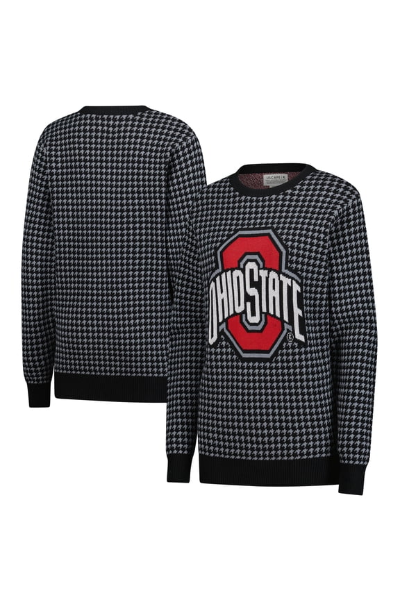 Unisex Uscape Apparel Black Ohio State Buckeyes Renew Knit Vintage Houndstooth Sweater