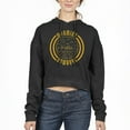 thumbnail image 1 of Women's Uscape Apparel Black Wyoming Cowboys Pigment Dyed Fleece Crop Hoodie, 1 of 1