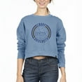 thumbnail image 1 of Women's Uscape Apparel Blue Emory Eagles Circle Scene Cropped Crewneck Sweatshirt, 1 of 1
