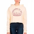thumbnail image 1 of Women's Uscape Apparel Cream Arkansas Razorbacks Fleece Cropped Pullover Hoodie, 1 of 1