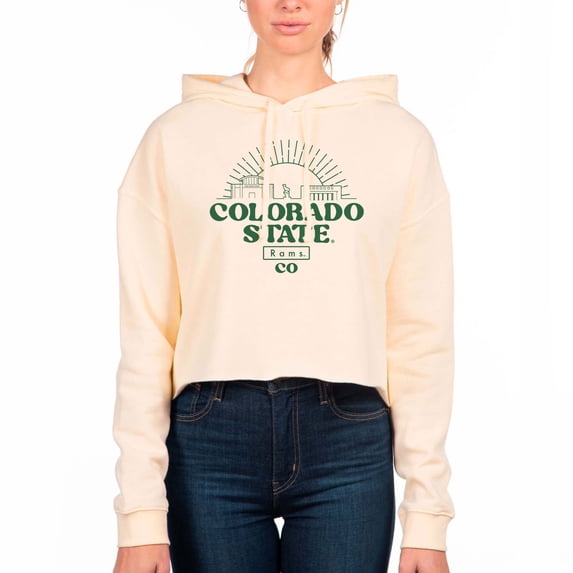 Women's Uscape Apparel Cream Colorado State Rams Fleece Crop Hoodie