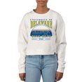 thumbnail image 1 of Women's Uscape Apparel Cream Delaware Fightin' Blue Hens Pigment Dyed Local Skyline Fleece Crop Crewneck Sweatshirt, 1 of 1