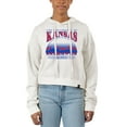 thumbnail image 1 of Women's Uscape Apparel Cream Kansas Jayhawks Pigment Dyed Local Skyline Fleece Cropped Pullover Hoodie, 1 of 1
