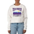 thumbnail image 1 of Women's Uscape Apparel Cream TCU Horned Frogs Pigment Dyed Local Skyline Fleece Crop Crewneck Sweatshirt, 1 of 1