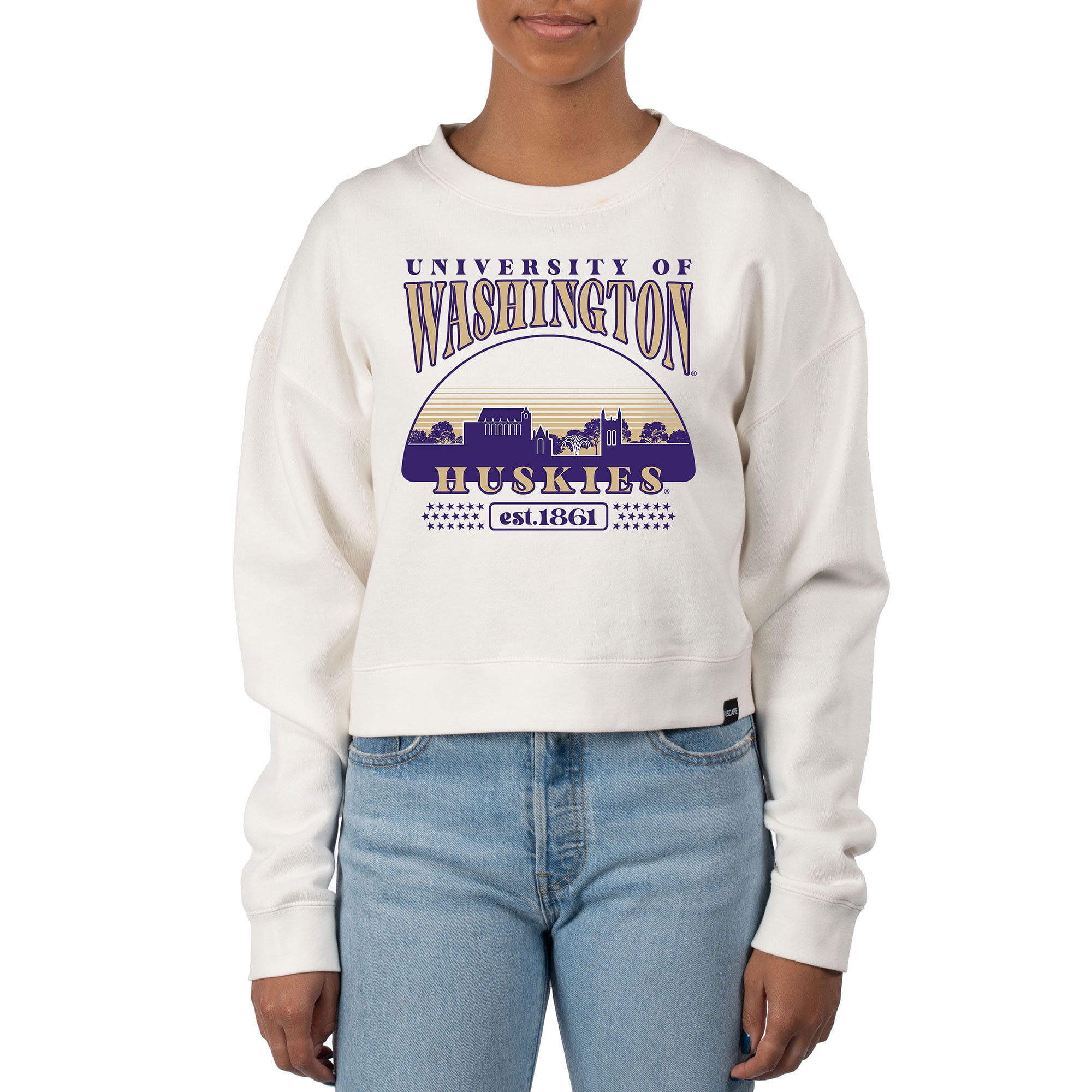 Women's Uscape Apparel Cream LSU Tigers Pigment Dyed Local Skyline