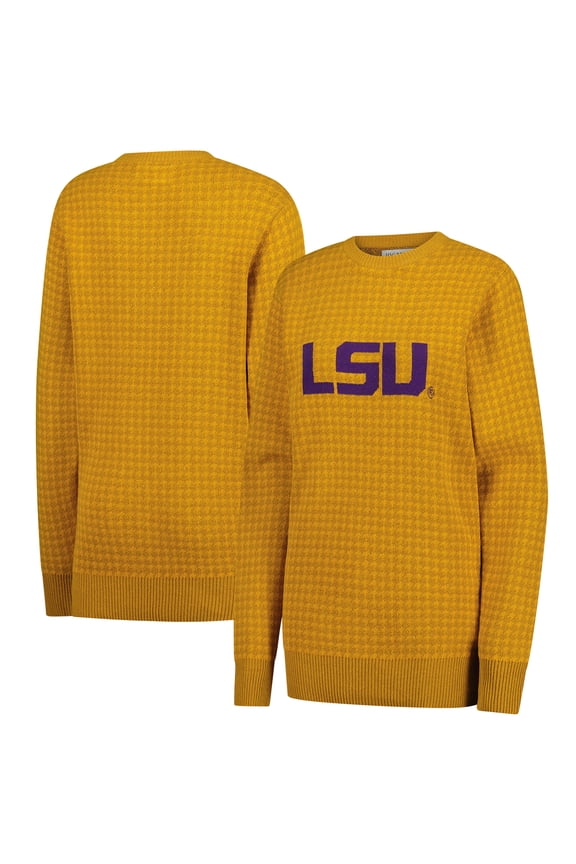 Unisex Uscape Apparel Gold LSU Tigers Renew Knit Vintage Houndstooth Sweater
