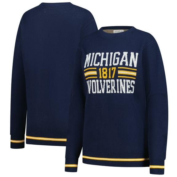 Unisex Uscape Apparel Navy Michigan Wolverines Renew Knit Vintage Retro Sweater