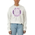 thumbnail image 1 of Women's Uscape Apparel White NYU Violets Pigment Dyed Fleece Crop Hoodie, 1 of 1