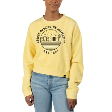 Women's Uscape Apparel Yellow George Washington University Fleece Crop Pullover Sweatshirt