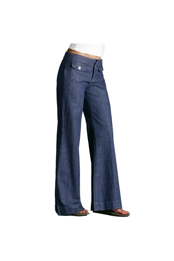 Women's Utility Denim Pants Clearance, Yubnlvae Casual Pants for Women Ladies Casual Pocket Cargo Button down Loose Jeans 3Xl