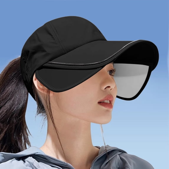 Women's Uv-Resistant Wide Brim Baseball Hat Lightweight Adjustable Sun Hat Breathable Soft Comfortable Outdoor Sports Sun Shade by Yigetop Black One Size