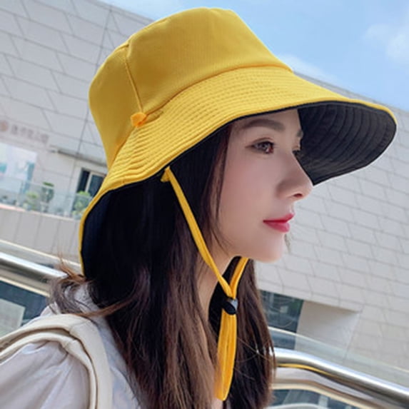 Women's Uv-Resistant Wide Brim Sun Hat Lightweight Breathable Comfortable Shading Hat Soft Adjustable Summer Sun Shade Casual Headwear by Yigetop Yellow One Size