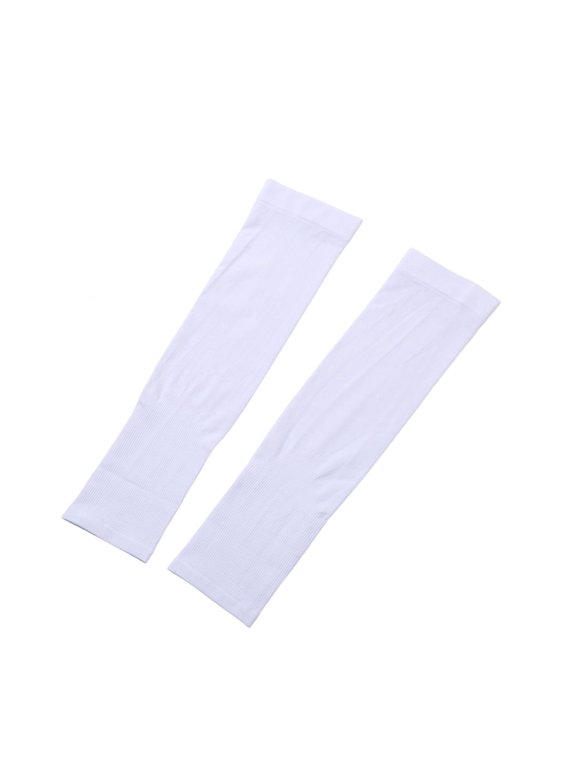 Women's Uv Sun Protection Arm Sleeves Men Cooling Long Hand Sleeve Thin Slim Spandex Fit Running Outdoor Arm Covers White One Size
