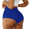 thumbnail image 1 of Women's V Back High Waist Yoga Shorts Cut Out Bottoms Butt Lifting Shorts, Blue S-3XL, 1 of 6