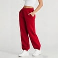 thumbnail image 1 of Women's V Crossover Waist Sweatpants Fall Winter Solid Color Fashion Comfortable Soft Oversized Loose Jogger Pants Wide Leg Fleeced Casual Long Pants, 1 of 8