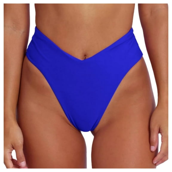 Women's V Cut High Waisted Bikini Bottom High Cut Swimsuit Bathing Suit Bottoms for Beach Pool
