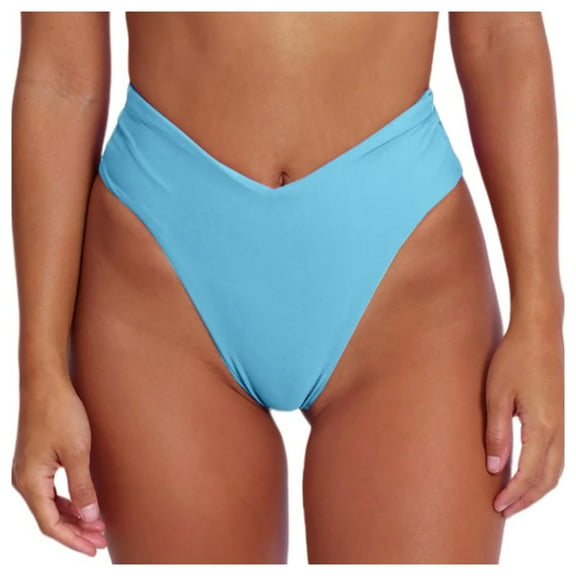 Women's V Cut High Waisted Bikini Bottom High Cut Swimsuit Bathing Suit Bottoms for Beach Pool