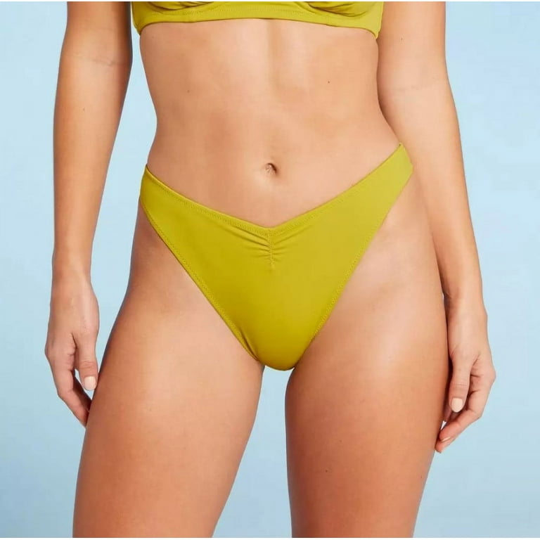 Women's V-Front High Leg Extra Cheeky Bikini Bottom - Shade & Shore  Chartreuse 