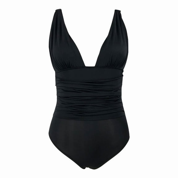 Women's V-Neck 1-Piece Bikini Swimsuit Backless Design Summer Beach Pool Swimwear Soft Elastic Fabric,Size:L